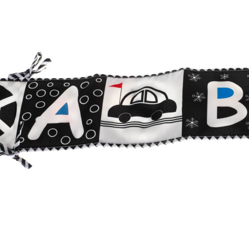 Chránič na postýlku - kontrastní senzorická kniha - černobílá, auto