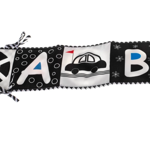 Chránič na postieľku - kontrastná senzorická knižka -  čiernobiela, auto