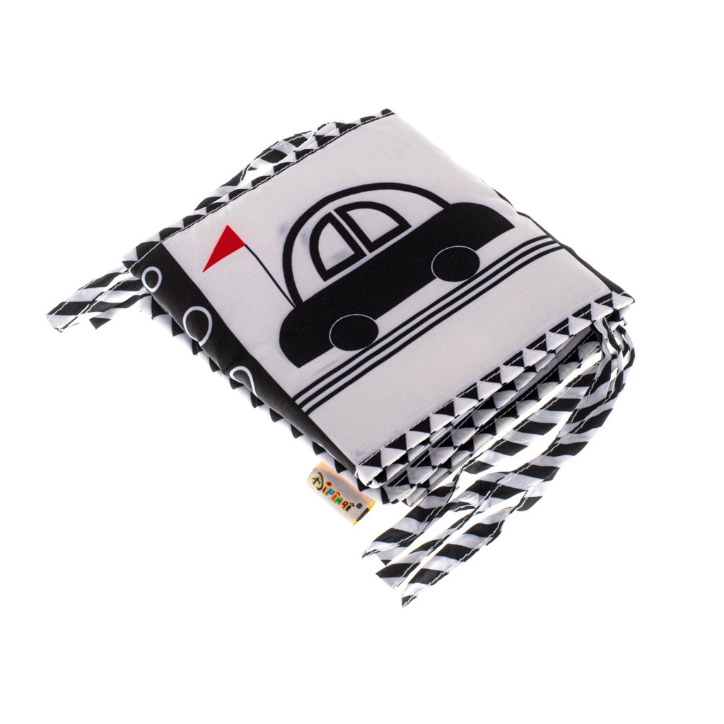 Chránič na postýlku - kontrastní senzorická kniha - černobílá, auto