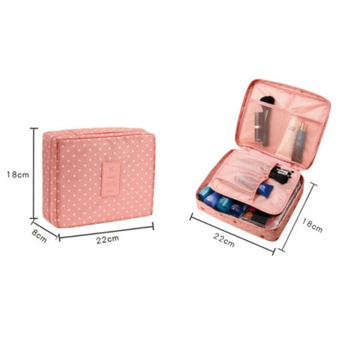 Dámska kozmetická taška - modrá s kvetmi