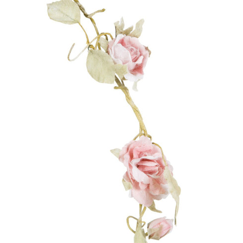 Dekorační girlanda s růžemi - světle růžová