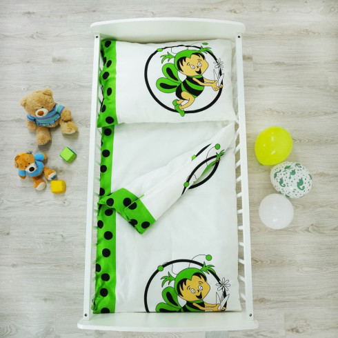 Detské posteľné obliečky včielky - zelené 130 x 90 cm