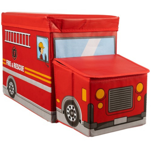 Dětský úložný box - stolička ve tvaru hasičského auta, 53 cm