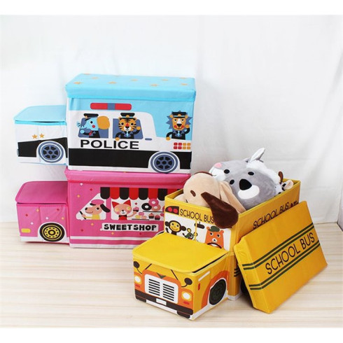 Dětský úložný box - taburetka v podobě policejního auta