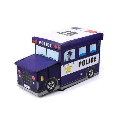 Detský úložný box - taburetka v podobe policajného auta