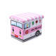 Dětský úložný box - taburetka v podobě zmrzlinového auta, růžové