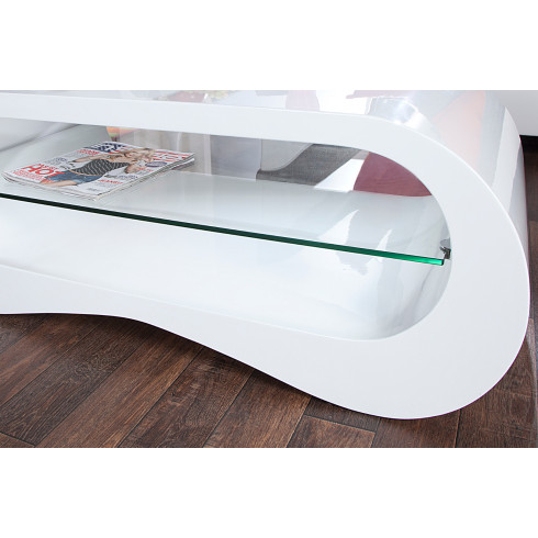 Designový konferenční stolek - bílý lesklý 110 cm