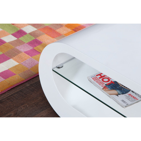 Designový konferenční stolek - bílý lesklý 110 cm