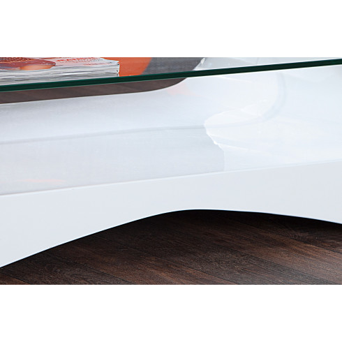 Designový konferenční stolek - bílý lesklý 110 cm