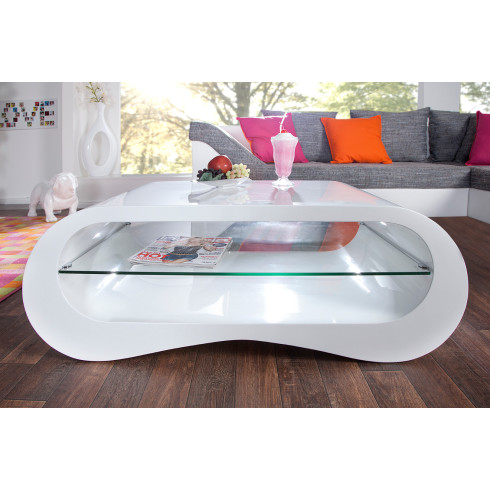 Designový konferenční stolek - bílý lesklý 110 cm