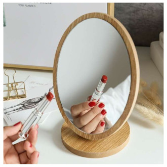 Drevené kozmetické zrkadlo oválne