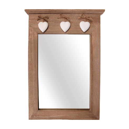 Dřevěné zrcadlo se srdíčky