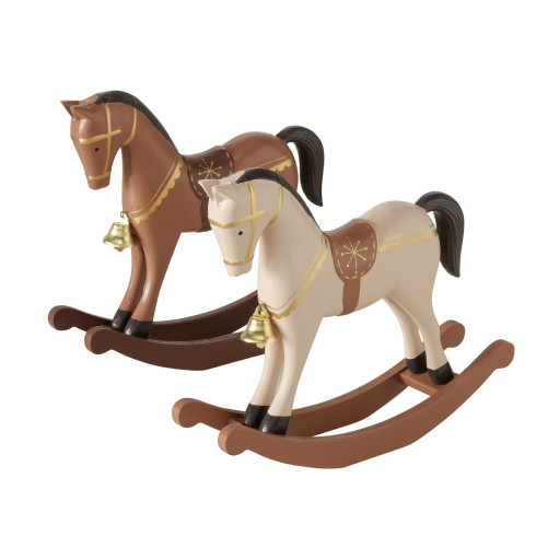 Drevený hojdací koník - veľký 27 cm krémový