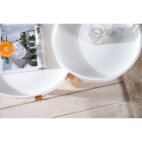 Dřevěný konferenční stolek Scandinavia - set 2 ks bílý