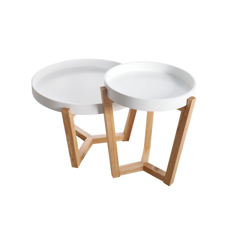 Dřevěný konferenční stolek Scandinavia - set 2 ks bílý