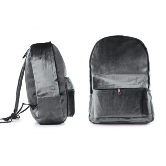 Elegantný zamatový batoh - šedý