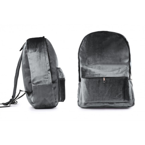 Elegantný zamatový batoh - šedý