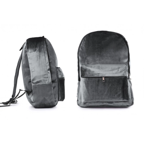 Elegantný zamatový batoh - šedý