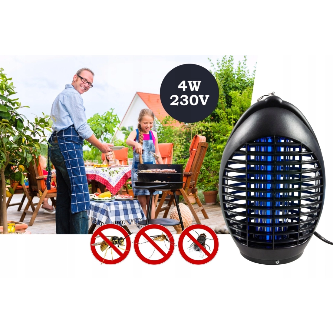 Elektrický lapač hmyzu 4W - čierny