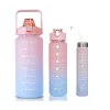 Športová fľaša na vodu s denným časovým plánovačom 3v1  - ružové ombré