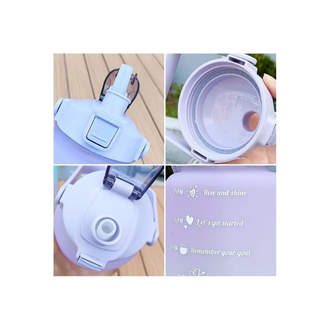 Športová fľaša na vodu s denným časovým plánovačom 3v1  - ružové ombré