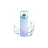 Športová fľaša na vodu s denným časovým plánovačom 3v1  - tyrkysové ombré