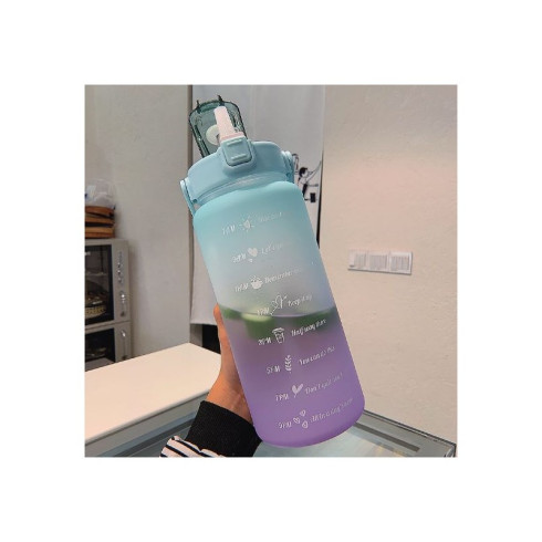 Sportovní láhev na vodu s denním plánovačem času 3v1 - tyrkysová Ombré