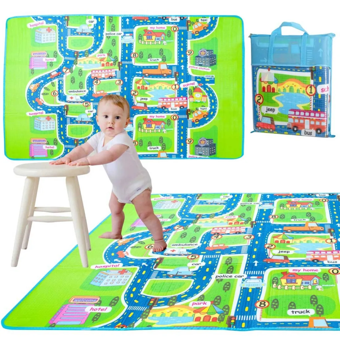 Hrací pěnová termo podložka - City 160 cm