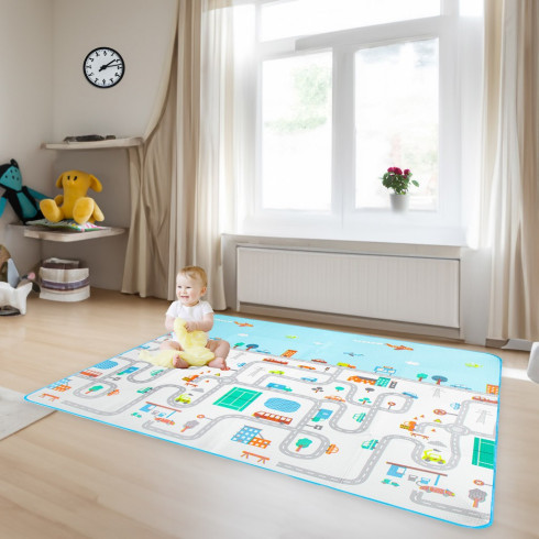 Hracia penová termo podložka - Mesto biela, 180 cm