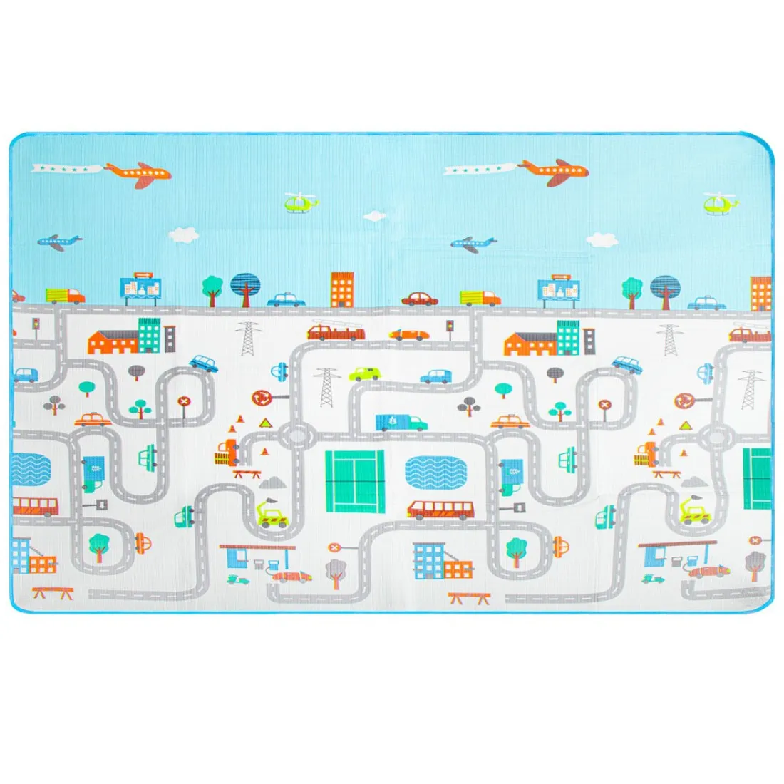 Hracia penová termo podložka - Mesto biela, 180 cm