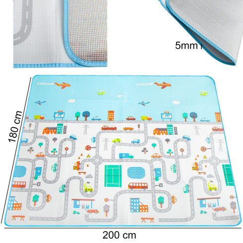 Hracia penová termo podložka - Mesto biela, 180 cm