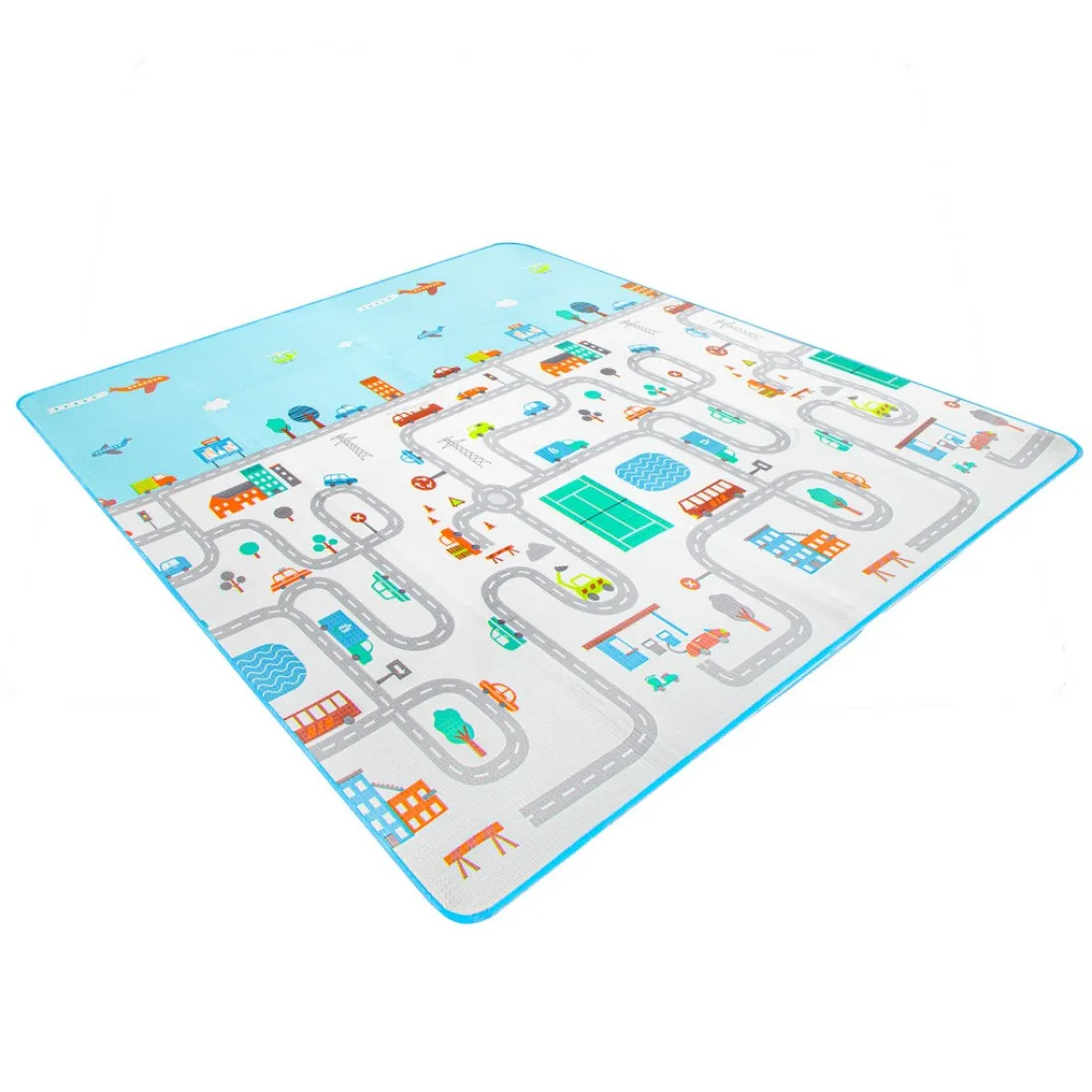 Hracia penová termo podložka - Mesto biela, 180 cm