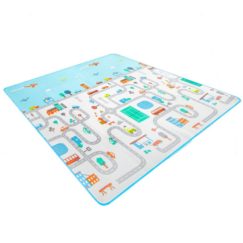 Hracia penová termo podložka - Mesto biela, 180 cm