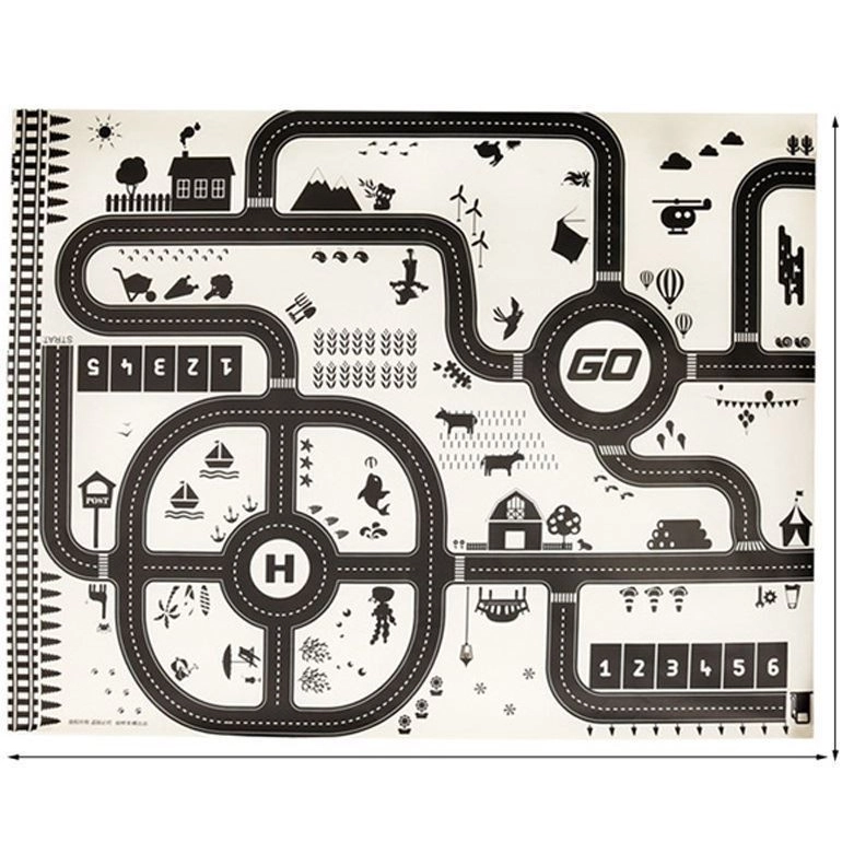 Hracia podložka Mesto + dopravné značky, 130 cm