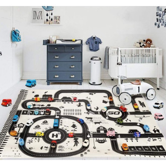 Hracia podložka Mesto + dopravné značky, 130 cm