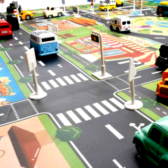 Hracia podložka - mesto s dopravnými značkami, 130 cm