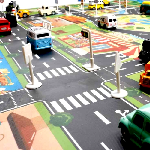 Hracia podložka - mesto s dopravnými značkami, 130 cm