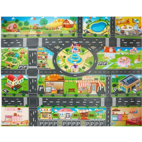 Hracia podložka - mesto s dopravnými značkami, 130 cm