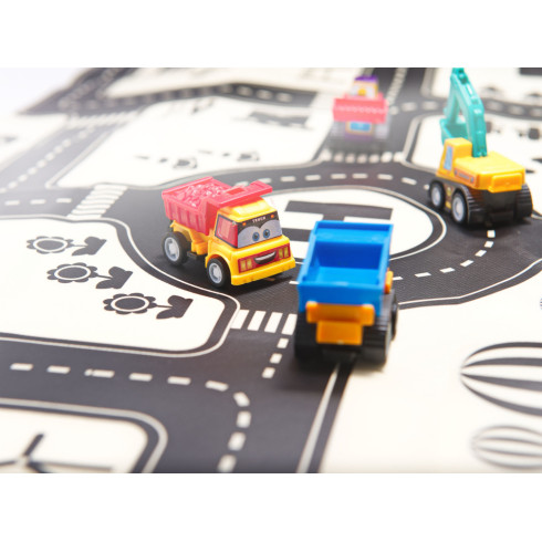 Hracia podložka pre deti Ulica 83x57cm, čierno-biela