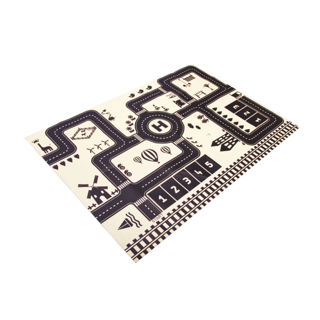 Hracia podložka pre deti Ulica 83x57cm, čierno-biela