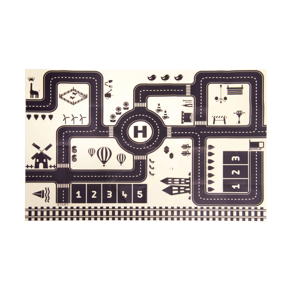 Hracia podložka pre deti Ulica 83x57cm, čierno-biela