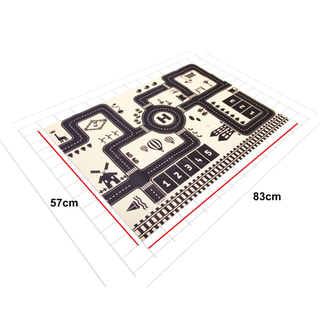 Hracia podložka pre deti Ulica 83x57cm, čierno-biela