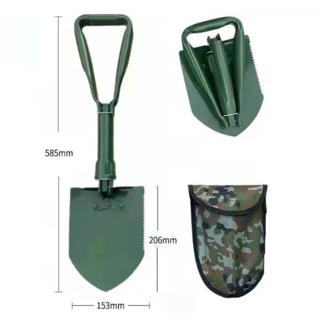 Kempingová skladacia lopatka v puzdre 3v1