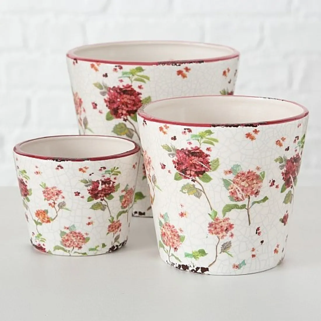 Keramický kvetináč s kvetinovým motívom - najmenší