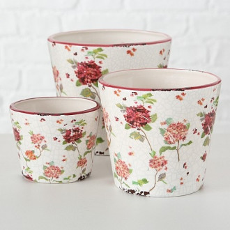 Keramický kvetináč s kvetinovým motívom - najmenší