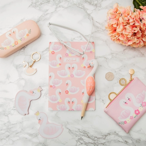 Klíčenka Labuť - bílo růžová