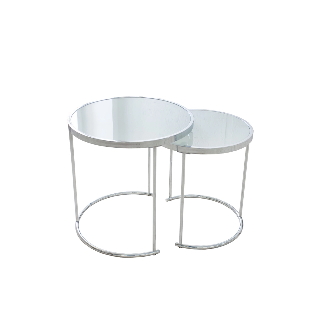 Konferenční stolek Art Deco - bílé sklo, set 2 ks