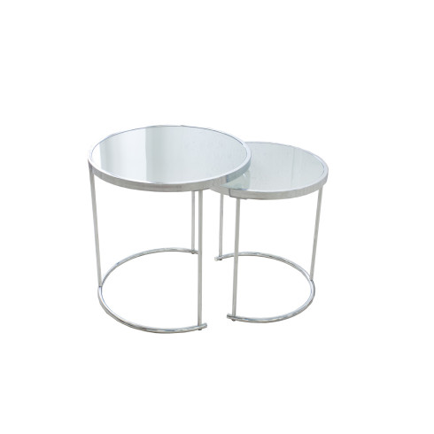 Konferenčný stolík Art Deco  - biele sklo, set 2 ks