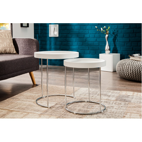 Konferenčný stolík Two-Way  - biely, set 2 ks