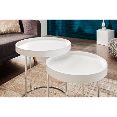 Konferenčný stolík Two-Way  - biely, set 2 ks